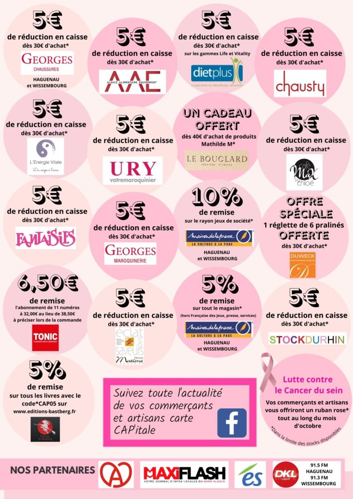 Vos coupons Carte CAP'itale - OCOTBRE ROSE