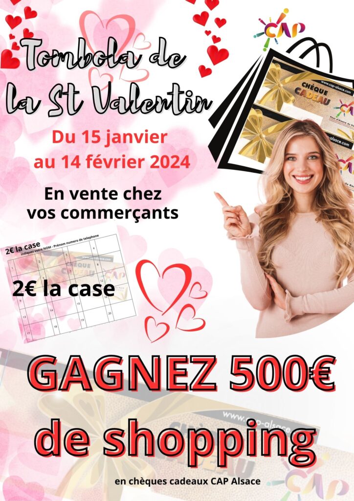 Tombola de la Saint-Valentin chez vos commerçants